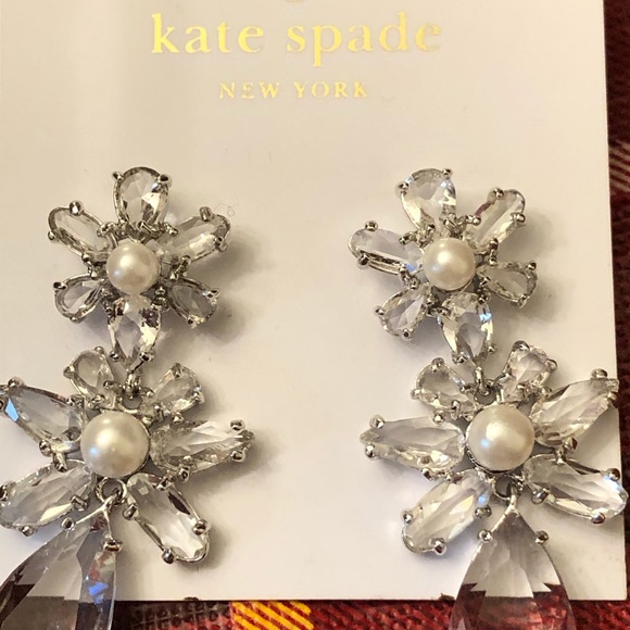 Kate Spade Silver flower dangle earrings
